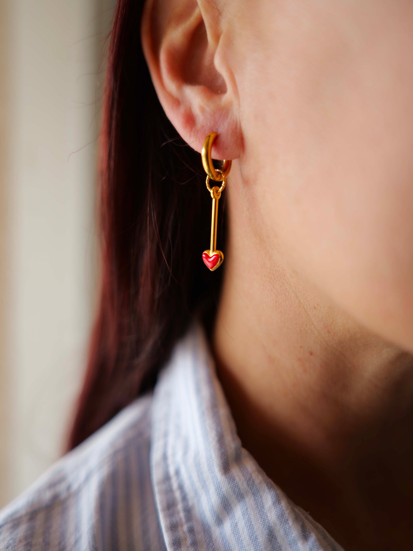 Boucles d'oreilles créoles Coeur de beurre - rouge