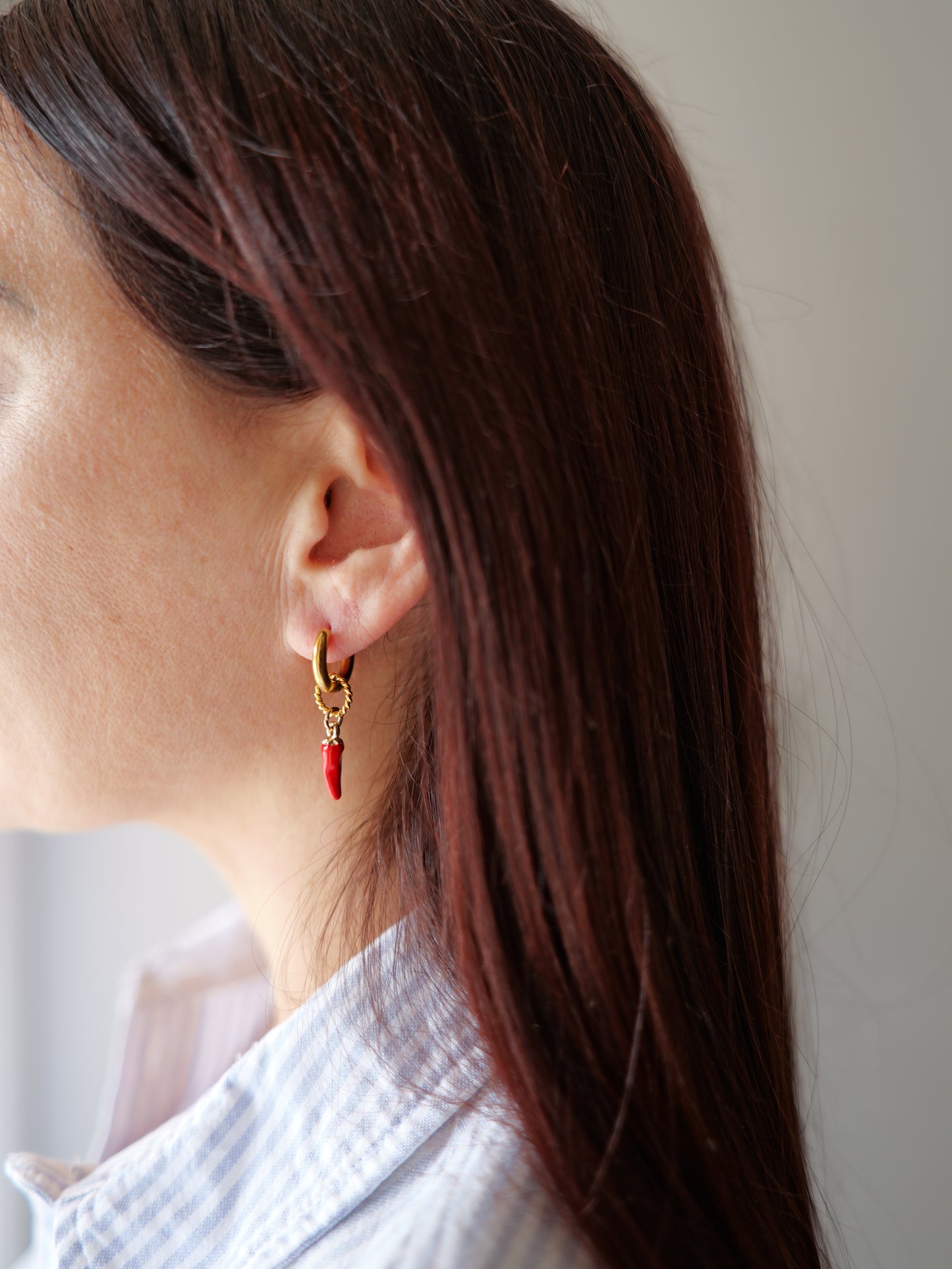 Boucles d'oreilles créoles Chili Love - rouge