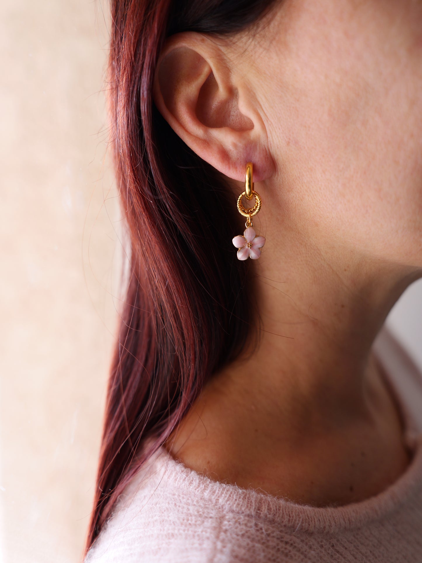 Boucles d'oreilles créoles Honey Blossom - doré & rose