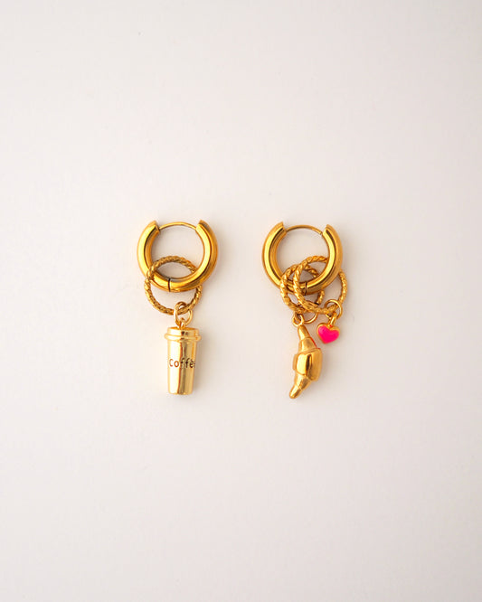 boucles d'oreilles créoles breakfast lover doré