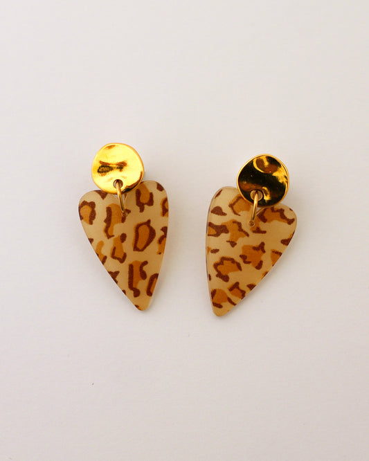 boucles d'oreilles coeur léopard