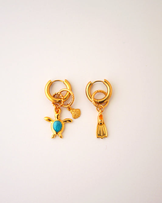 boucles d'oreilles créoles blue escape bleu océan