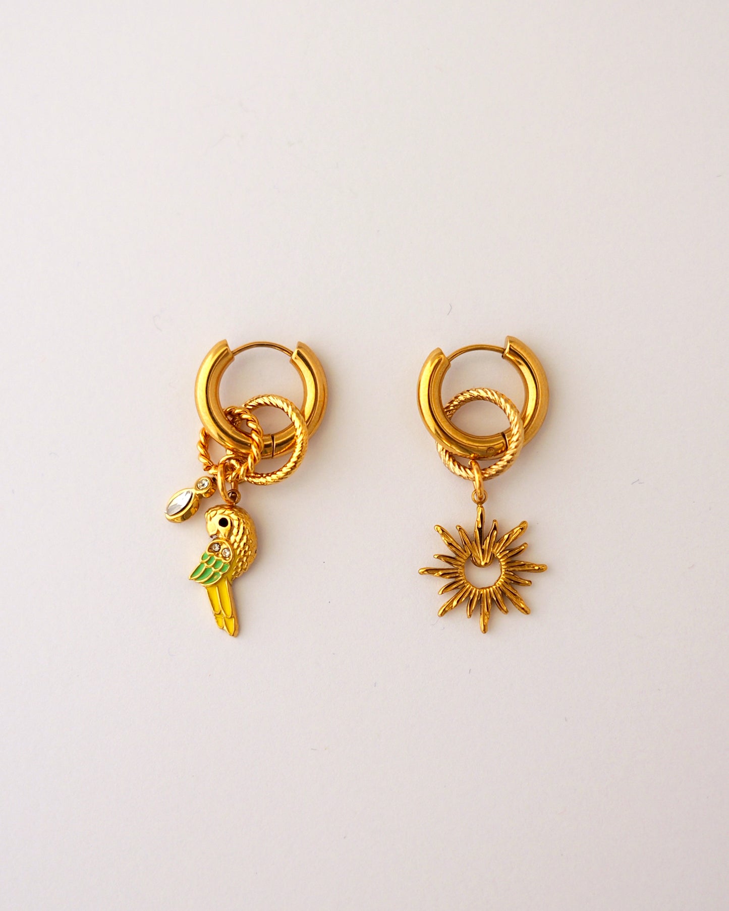 boucles d'oreilles créoles solara doré et vert
