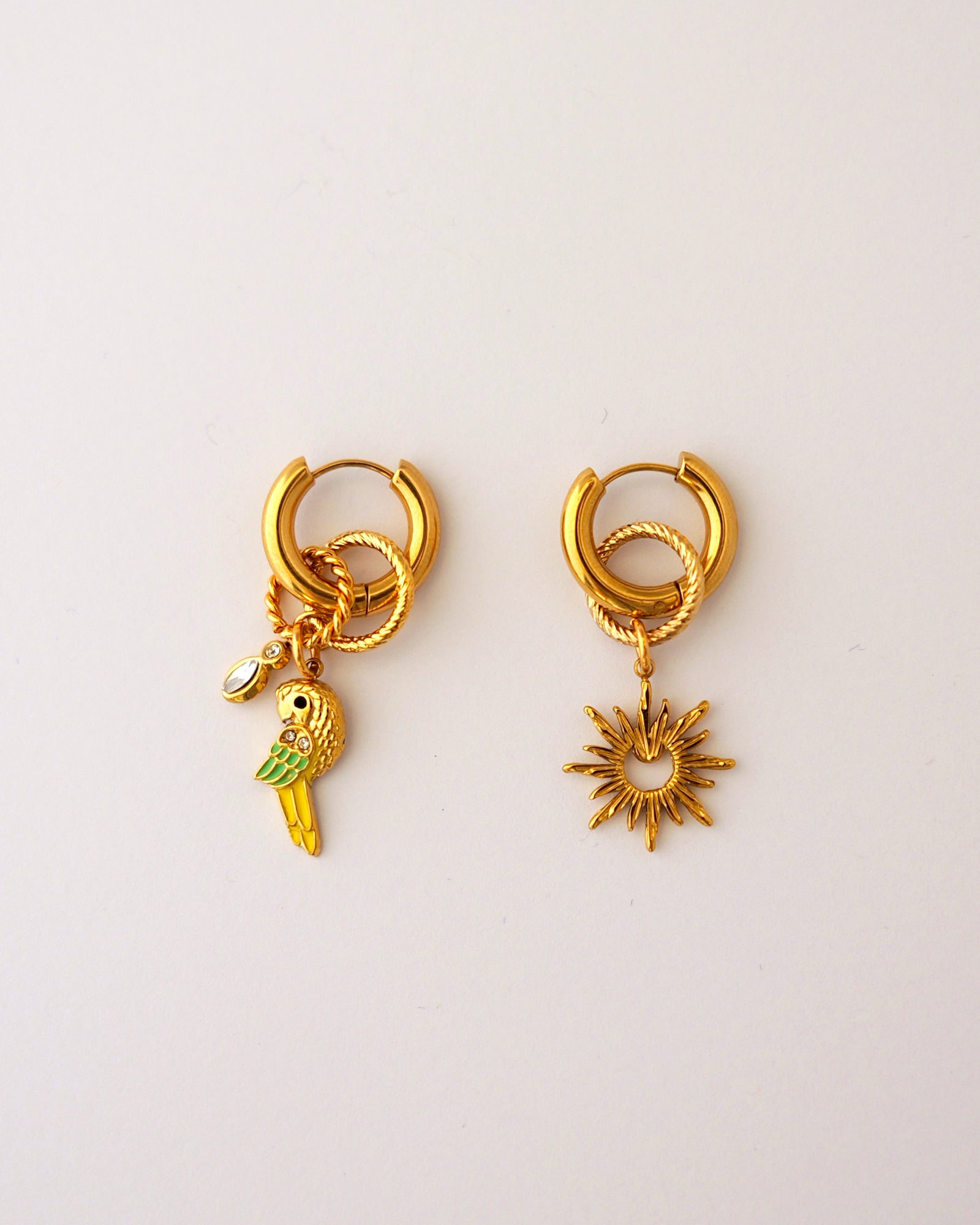 boucles d'oreilles créoles solara doré et vert