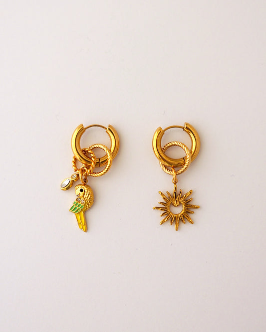 boucles d'oreilles créoles solara doré et vert