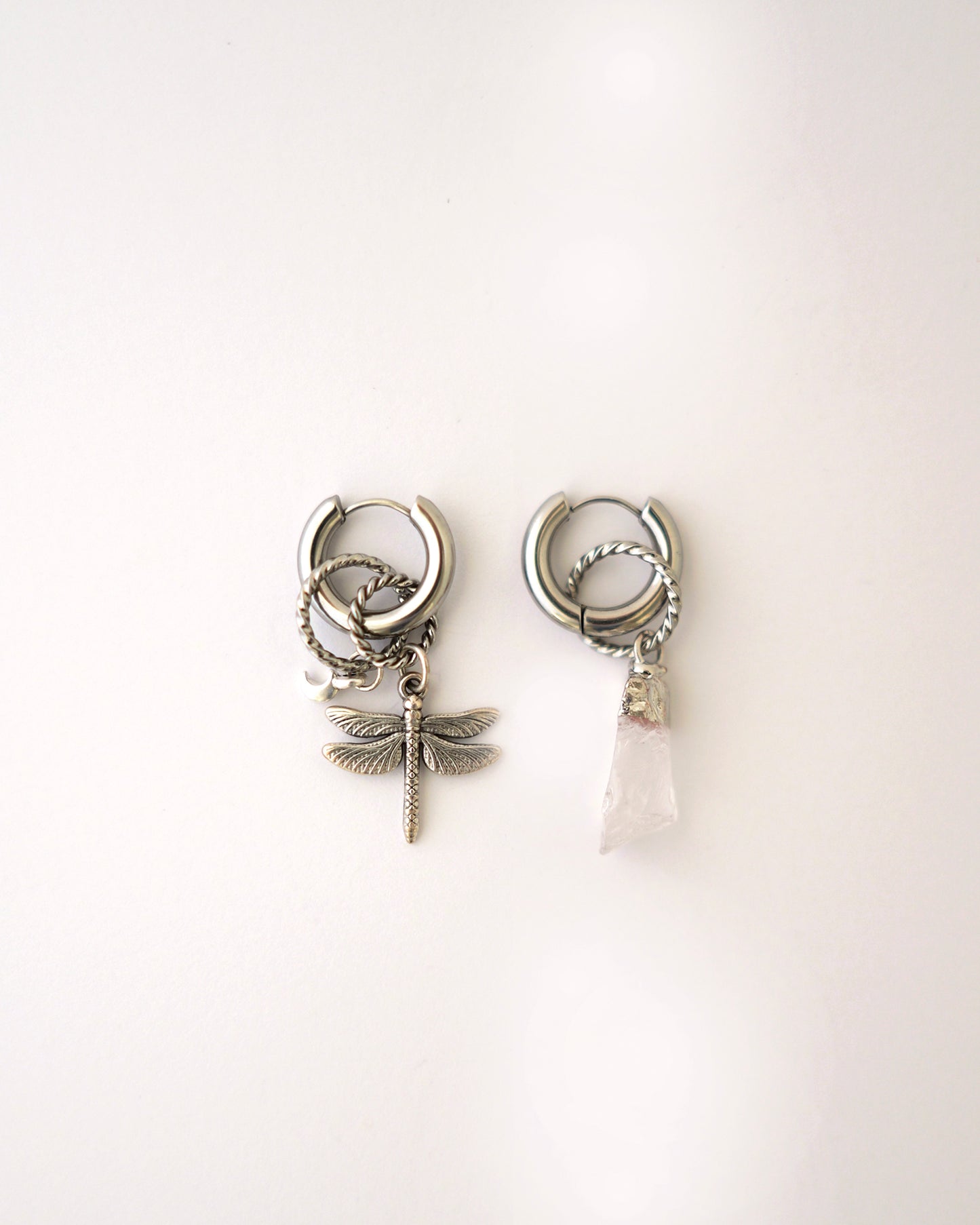 boucles d'oreilles cristal buzz argent et transparent
