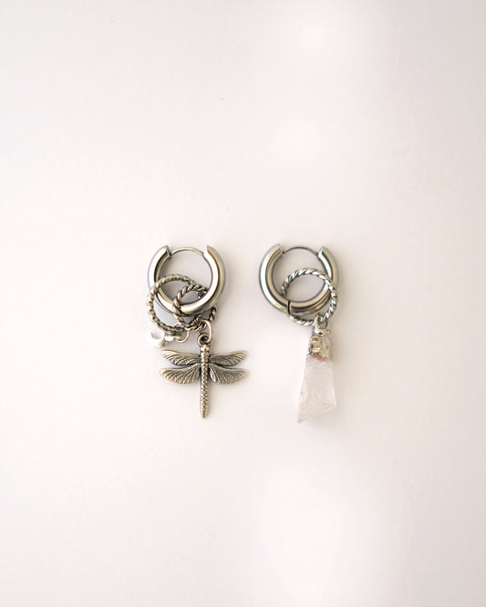 boucles d'oreilles cristal buzz argent et transparent