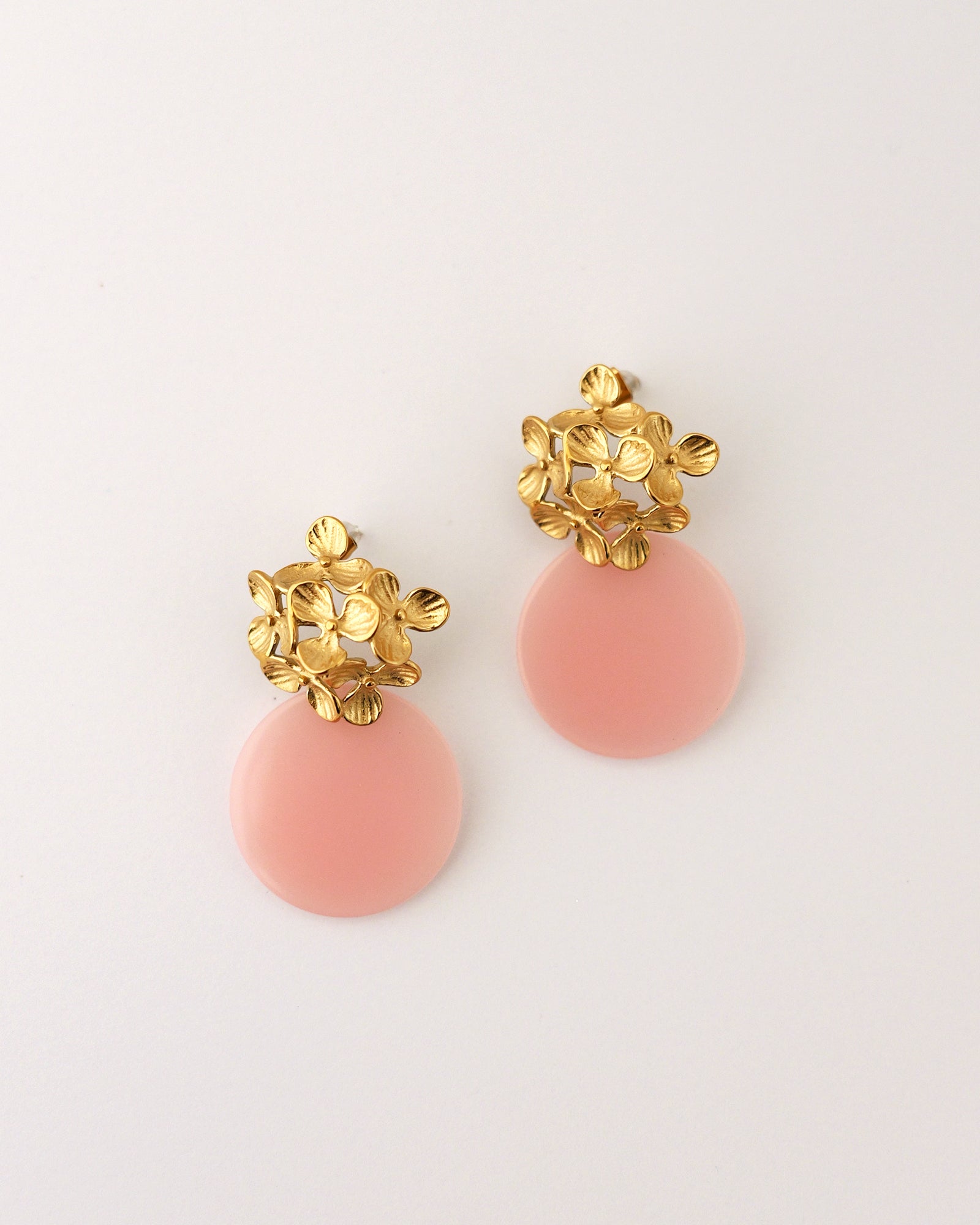 boucles d'oreilles fleurs rose