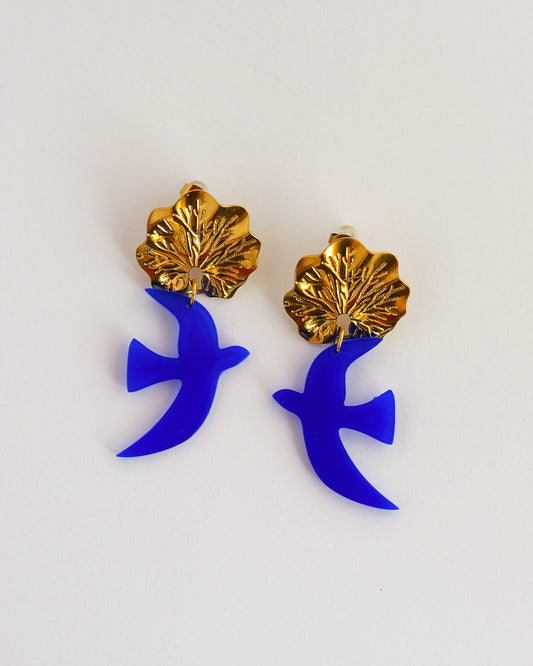 boucles d'oreilles bleu roi