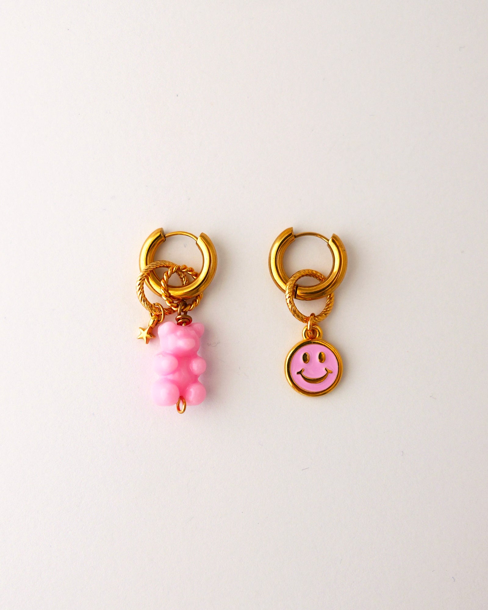 boucles d'oreilles créoles pink mood rose
