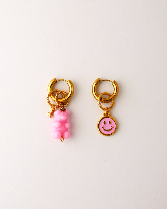 boucles d'oreilles créoles pink mood rose