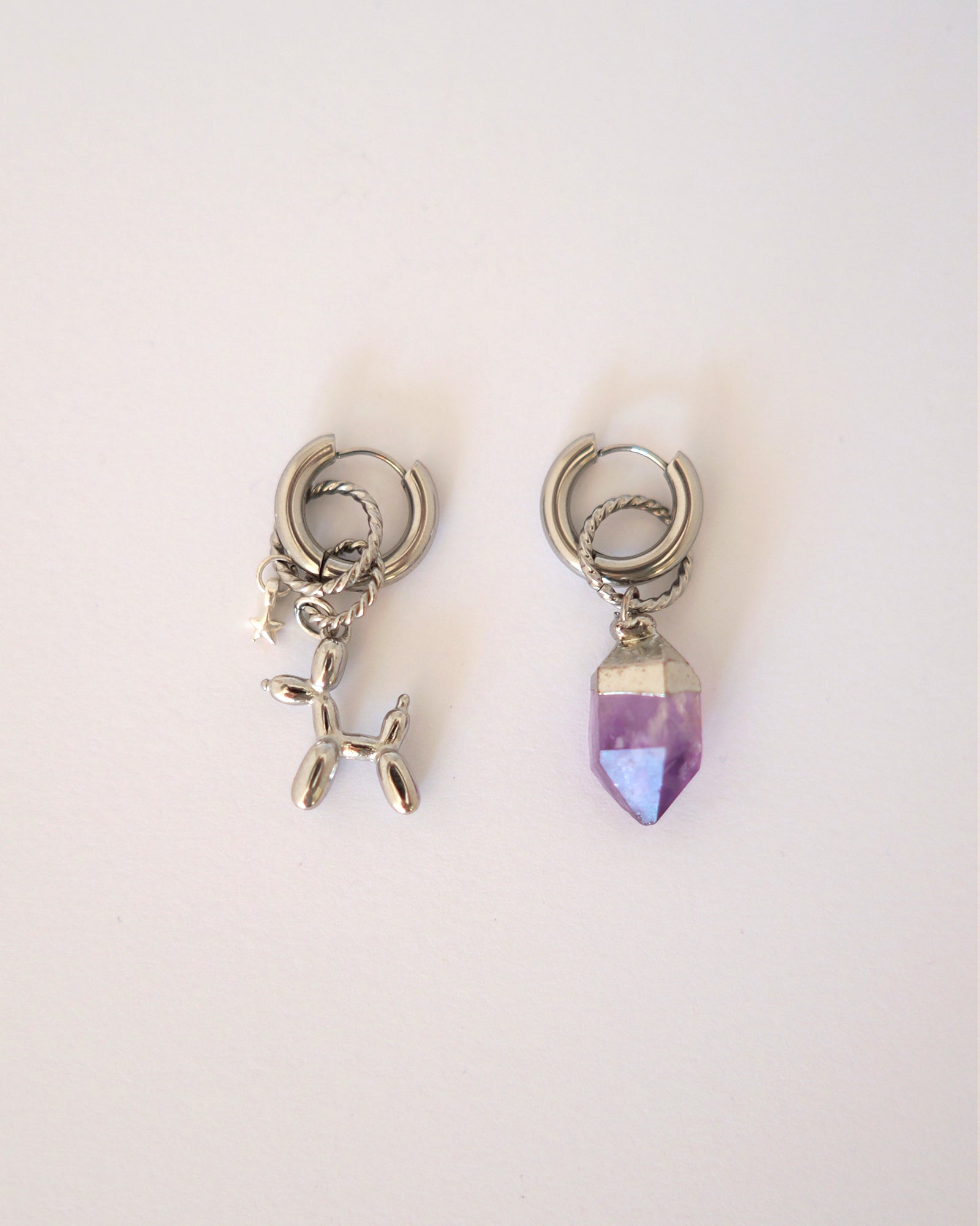 boucles d'oreilles woof art argent violet