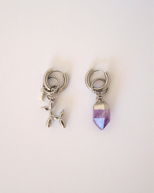 boucles d'oreilles woof art argent violet