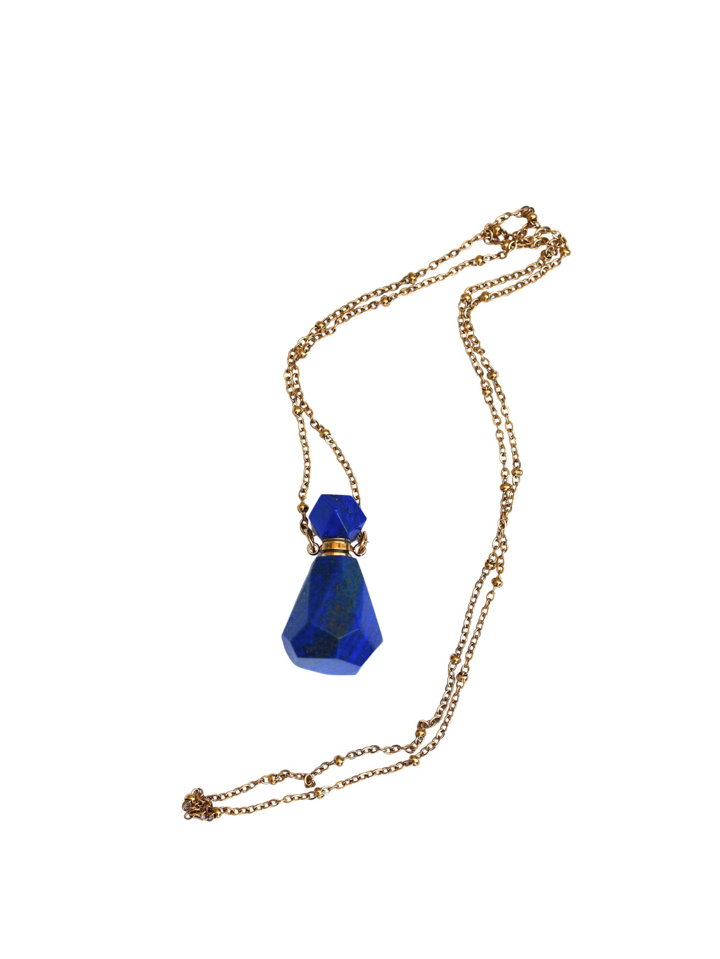 Collier sautoir flacon parfum - lapis lazuli