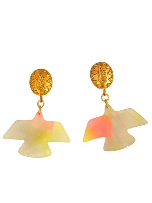 Boucles d'oreilles Les aigles - Rose Jaune Vert