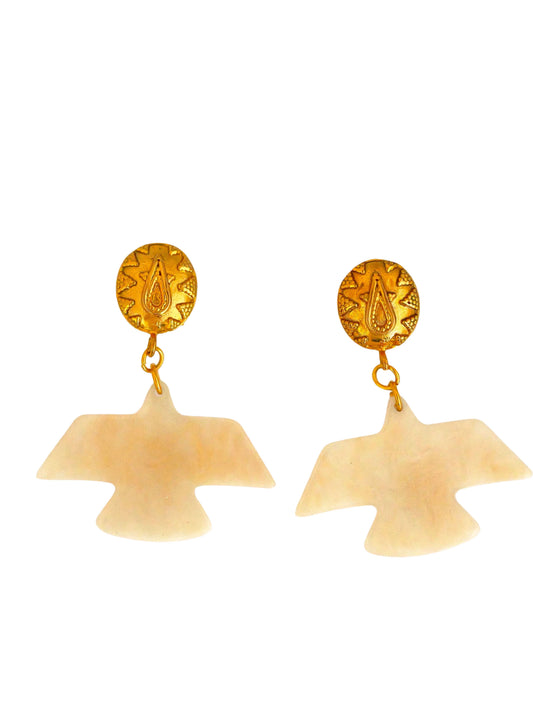Boucles d'oreilles Les aigles - beige nacré