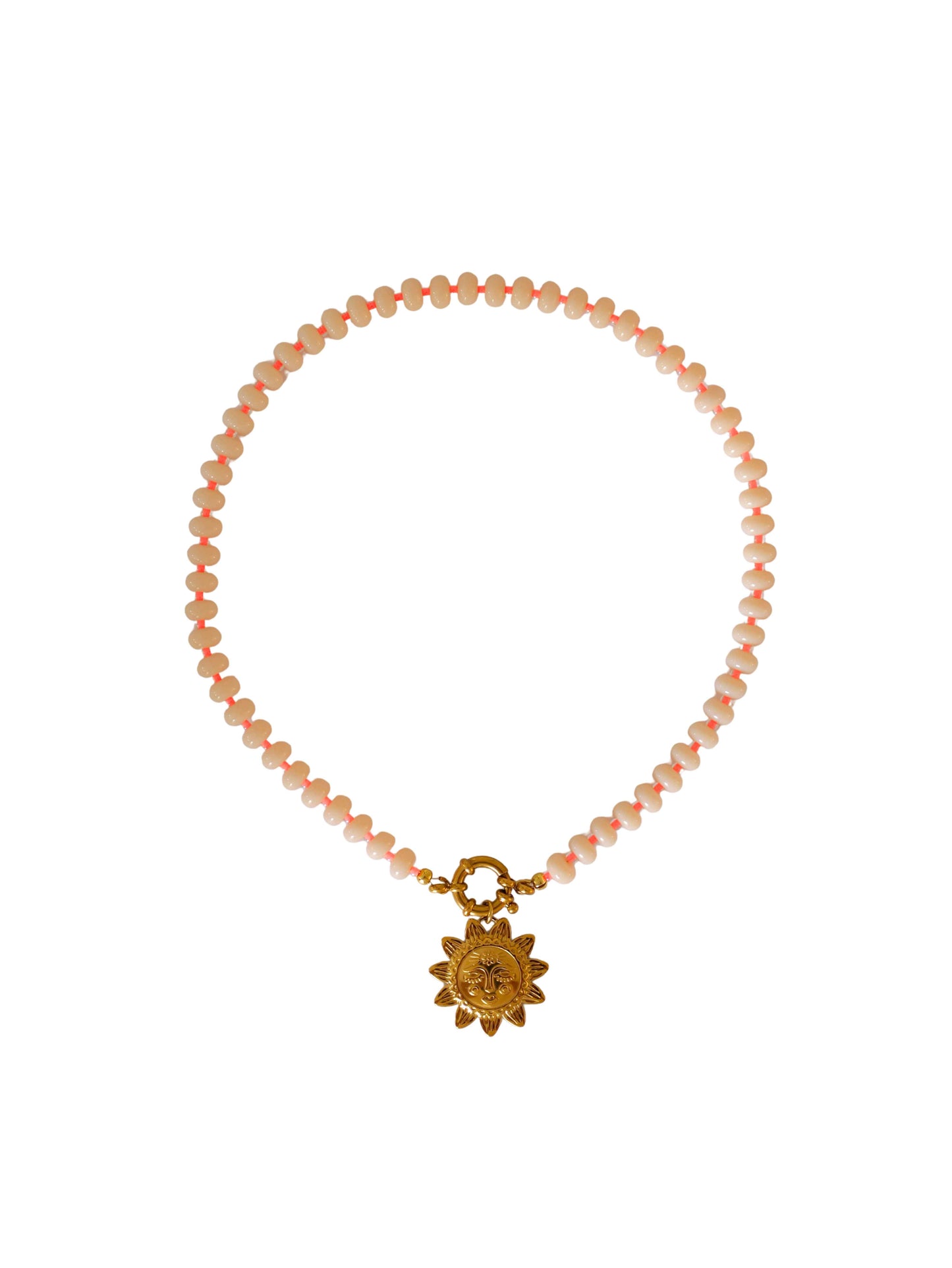 Collier perles &  pendentif soleil - nude