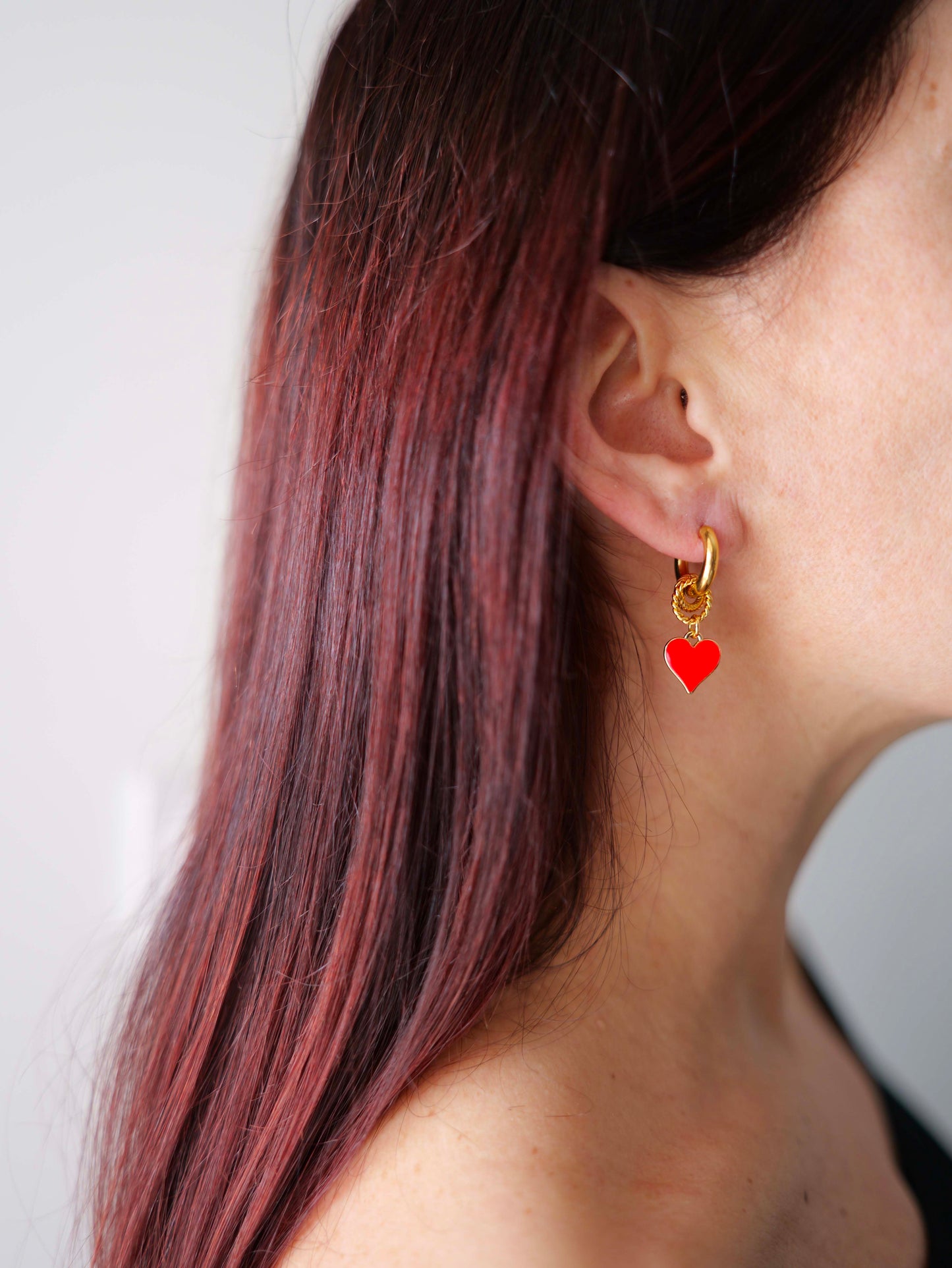 Boucles d'oreilles créoles Red Kiss - rouge