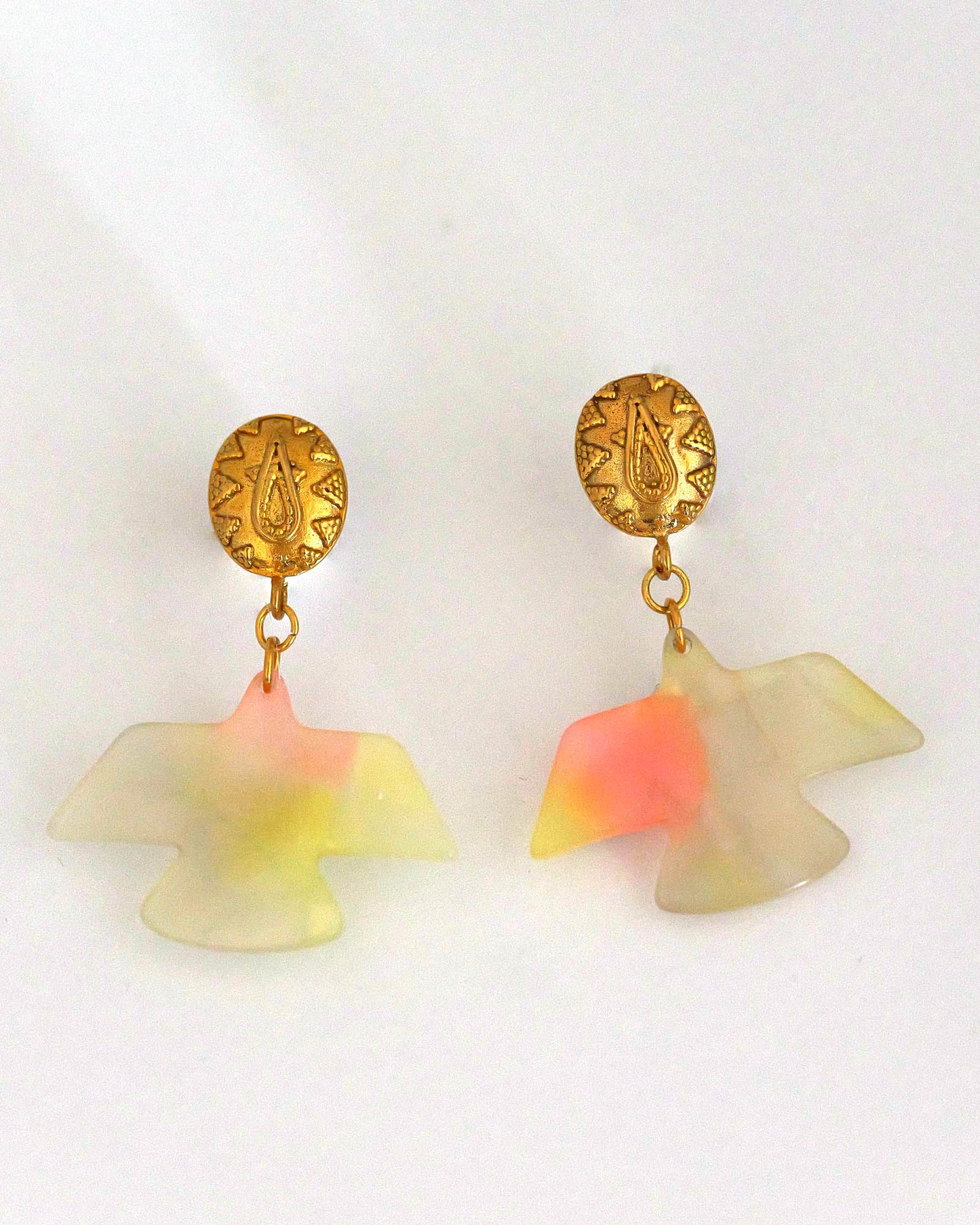 Boucles d'oreilles Les aigles - Rose Jaune Vert
