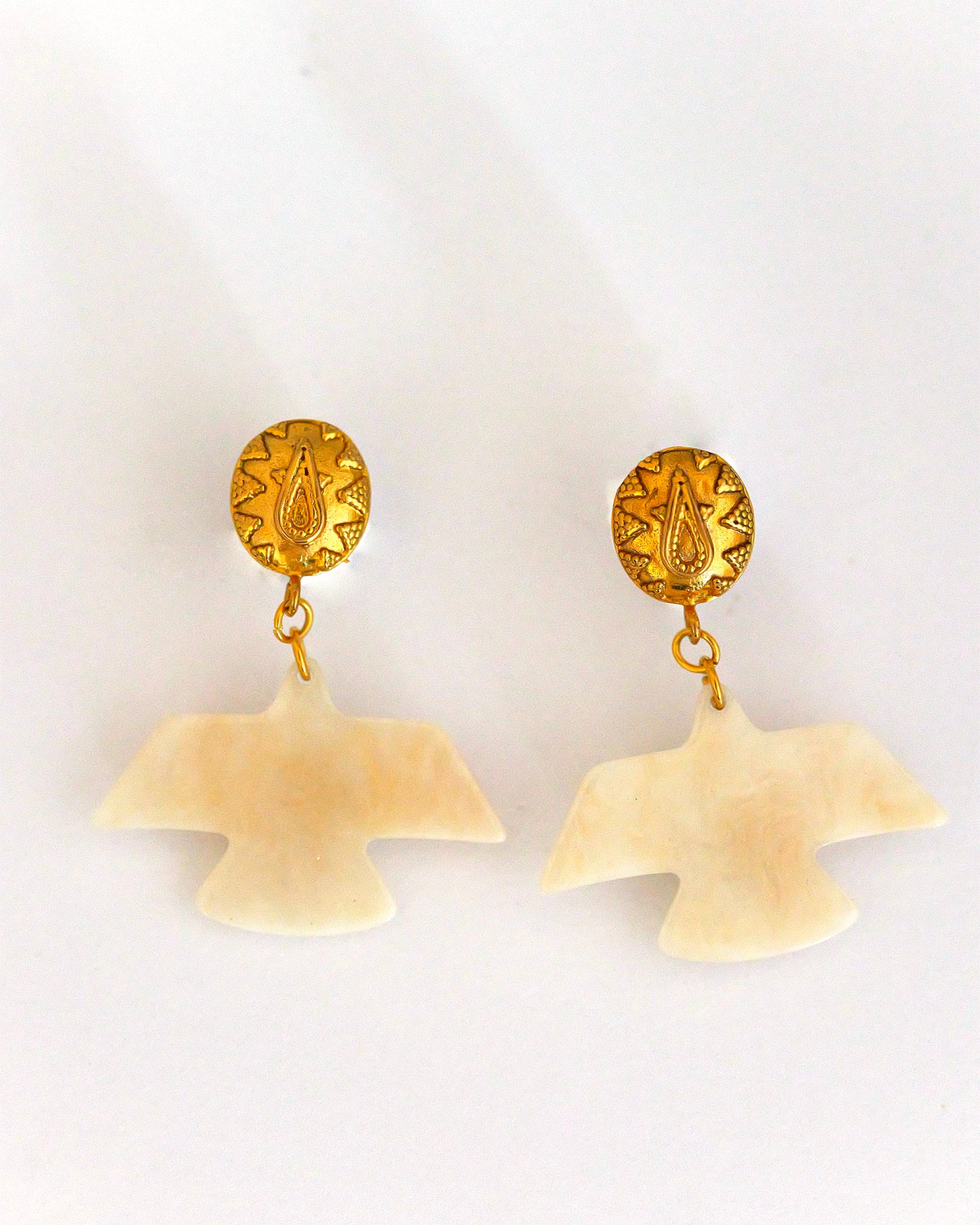 Boucles d'oreilles Les aigles - beige nacré