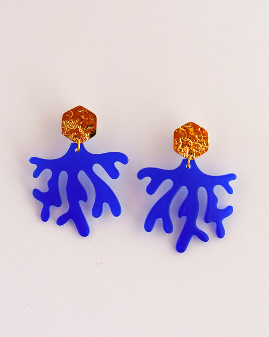 boucles d'oreilles corail bleu roi