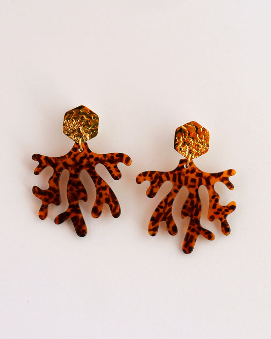 boucles d'oreilles corail terrazzo marron