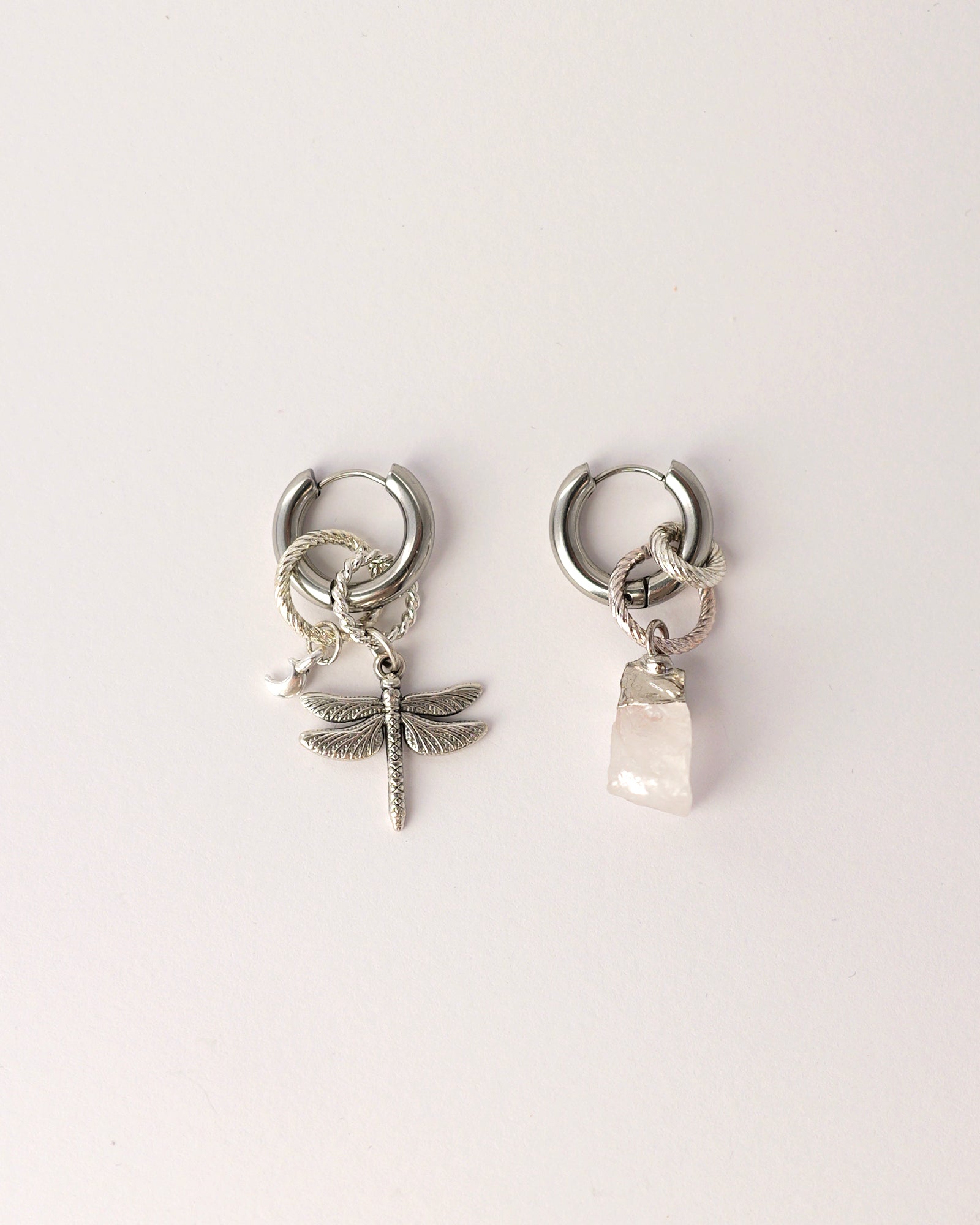 boucles d'oreilles cristal buzz argent et transparent