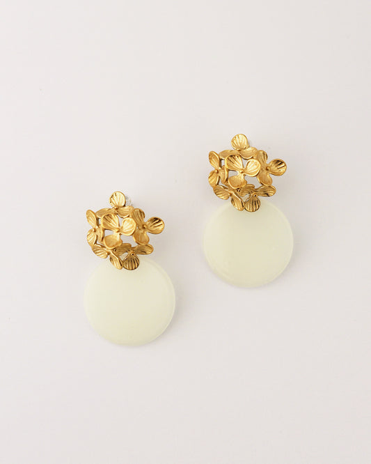boucles d'oreilles fleurs écru