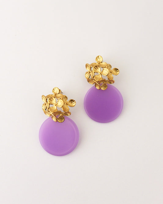 boucles d'oreilles fleurs lilas