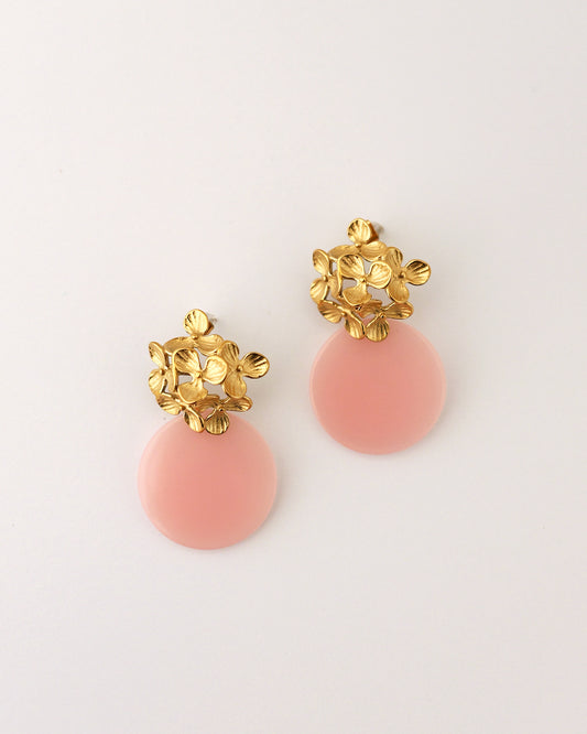boucles d'oreilles fleurs rose