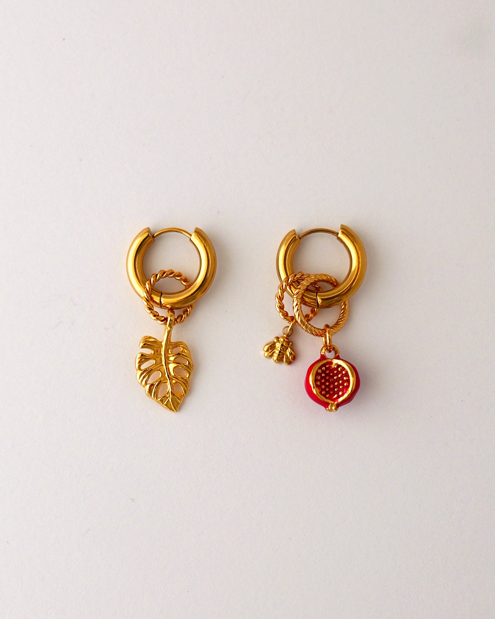 boucles d'oreilles jungle guava doré et rouge
