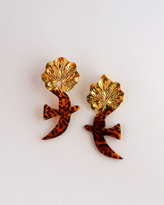 boucles d'oreilles terrazzo marron