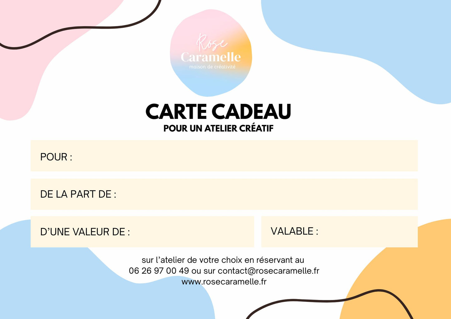 Carte cadeau - Atelier créatif