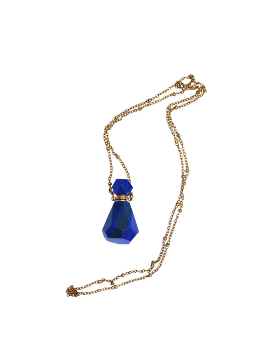 Collier sautoir flacon parfum - lapis lazuli