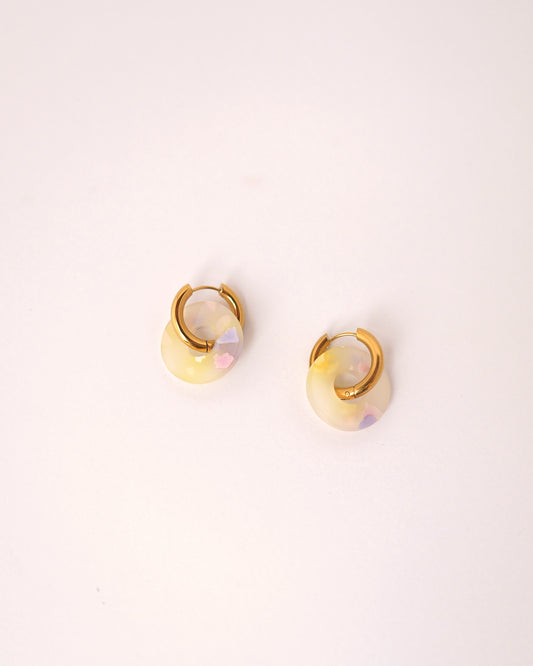 créoles donuts jaune rose mauve