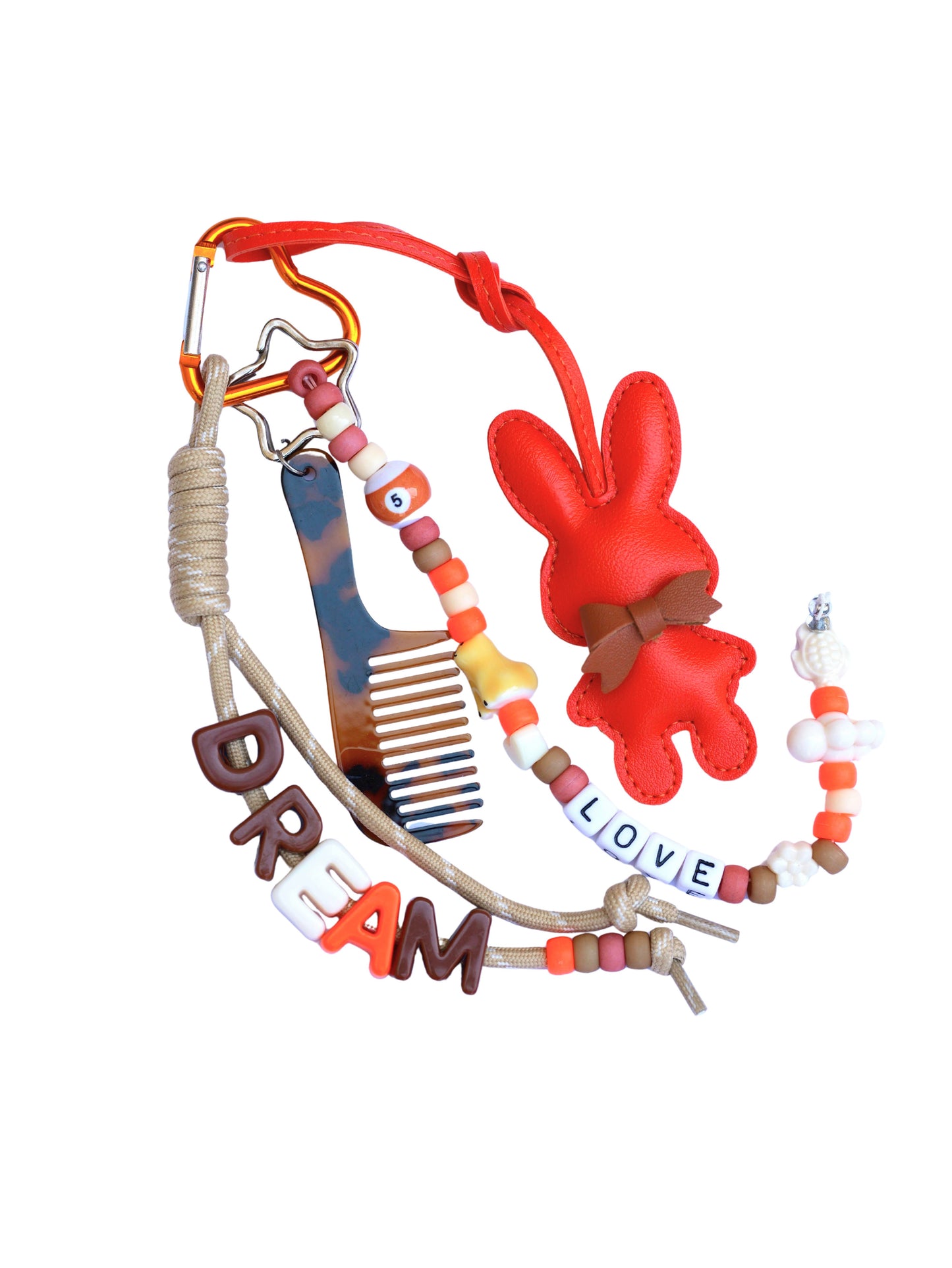 grigri de sac lapin - orange et marron