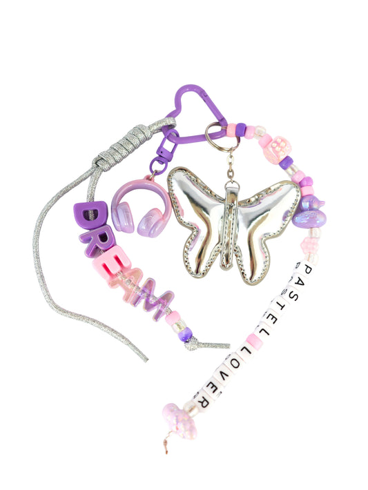 grigri de sac papillon - argent et violet